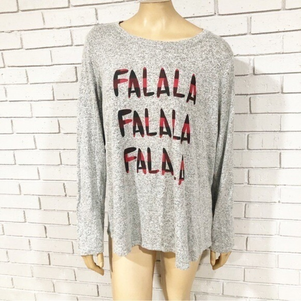 Sonoma Falala Christmas Graphic Top Buffalo Plaid Holiday Statement XXL